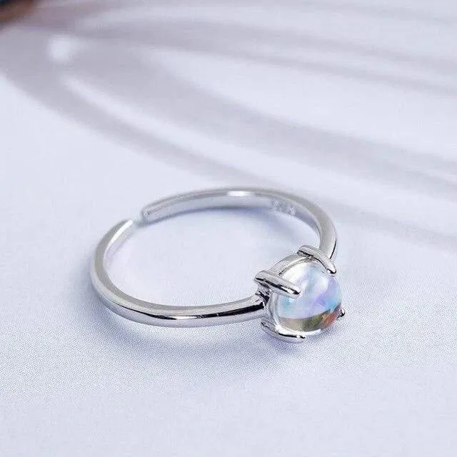 925 Sterling Silber Mondstein Offene Ringe Für Frauen Einfachen Stil Hochwertige Dame Modeschmuck