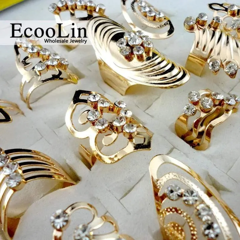 20Pcs Mix Stil Zinklegierung Gold Ring Einstellbare Fingerring für Frauen Modeschmuck Bijoux Lot Ringe LR475