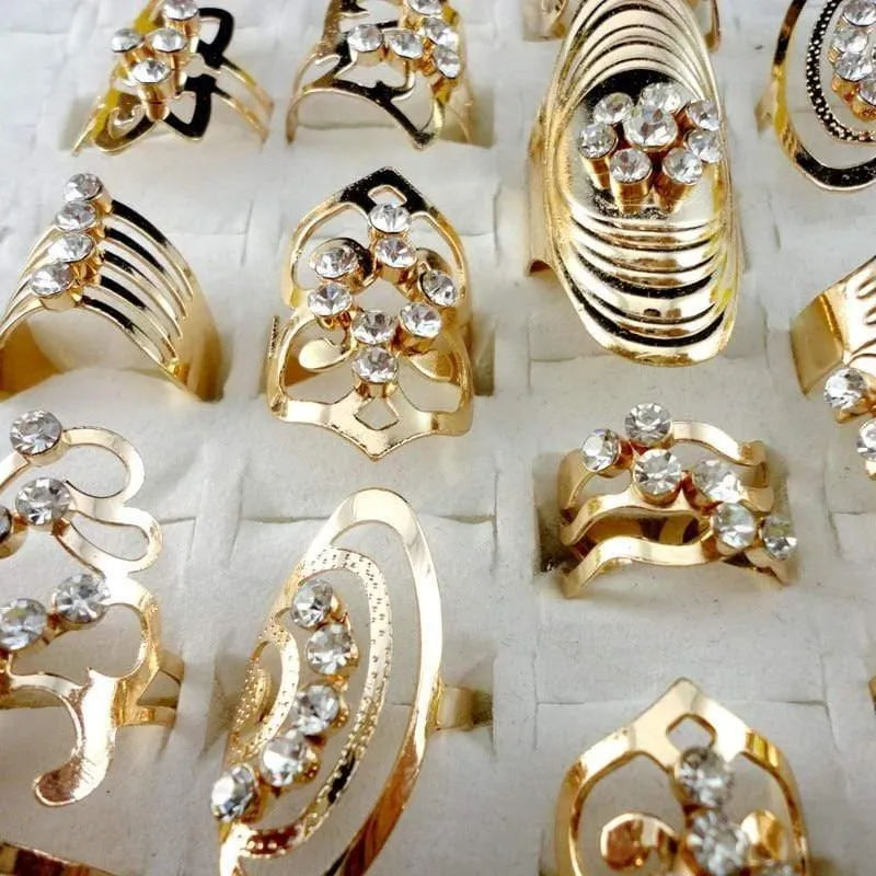 20Pcs Mix Stil Zinklegierung Gold Ring Einstellbare Fingerring für Frauen Modeschmuck Bijoux Lot Ringe LR475