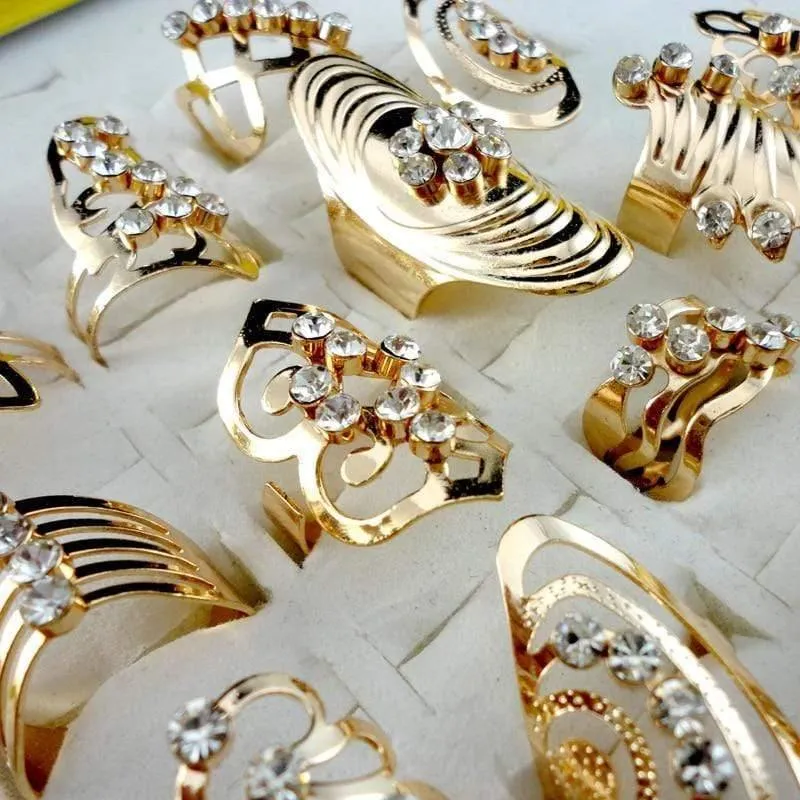 20Pcs Mix Stil Zinklegierung Gold Ring Einstellbare Fingerring für Frauen Modeschmuck Bijoux Lot Ringe LR475