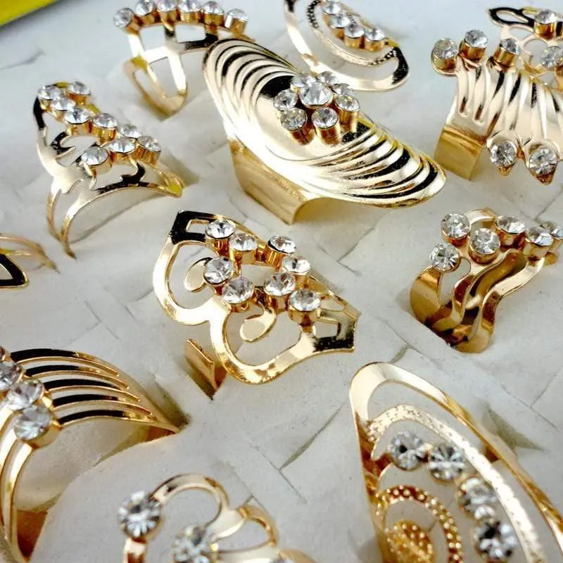 20Pcs Mix Stil Zinklegierung Gold Ring Einstellbare Fingerring für Frauen Modeschmuck Bijoux Lot Ringe LR475
