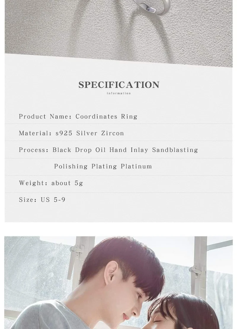 Koordinieren Sie N / S s925 Sterling Silber paar Ringe Asien Karte eleganten Schmuck für Frauen Engagement Geschenk