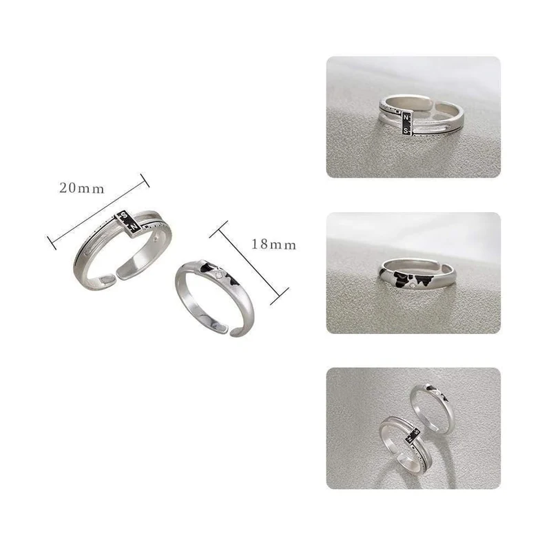 Koordinieren Sie N / S s925 Sterling Silber paar Ringe Asien Karte eleganten Schmuck für Frauen Engagement Geschenk