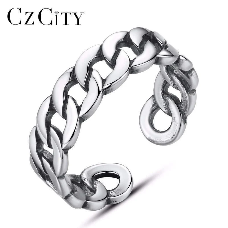 Edle Ringe aus 925er Sterlingsilber für Damen und Herren, verstellbare Manschette, thailändischer Strickring