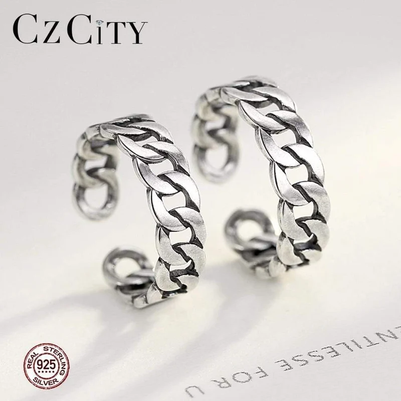 Edle Ringe aus 925er Sterlingsilber für Damen und Herren, verstellbare Manschette, thailändischer Strickring