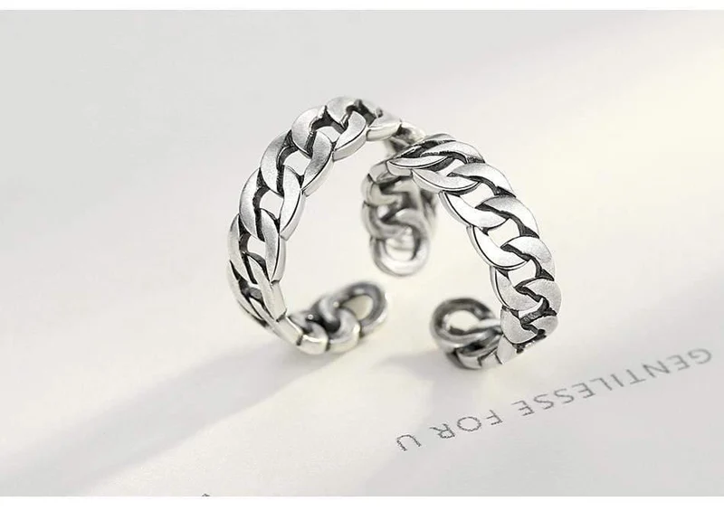 Edle Ringe aus 925er Sterlingsilber für Damen und Herren, verstellbare Manschette, thailändischer Strickring