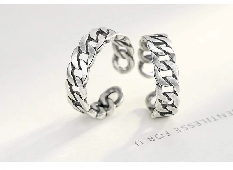 Edle Ringe aus 925er Sterlingsilber für Damen und Herren, verstellbare Manschette, thailändischer Strickring