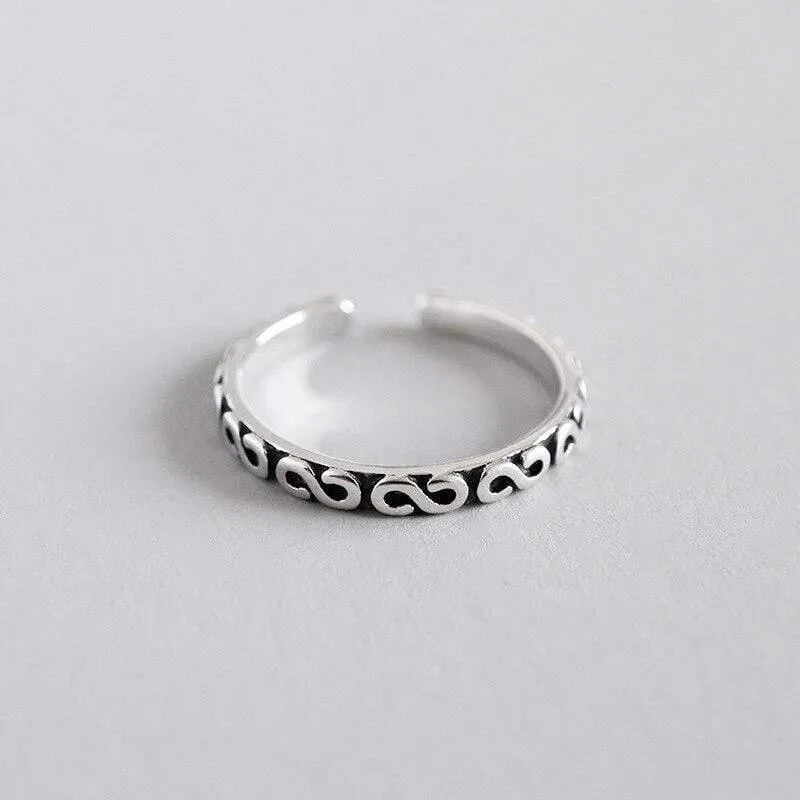 925 Sterling Silber Stilvolle Persönlichkeit Retro S Joint Ring Einstellbare Frauen Anillos Mujer Trendy Design Edlen Schmuck WDR017
