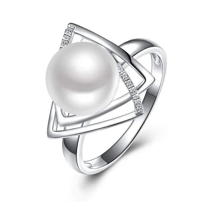 Ring aus 925er Sterlingsilber mit 9–10 mm natürlicher Süßwasserperle, edler Schmuck, Hochzeitsmarke, Verlobungsring für Liebhaberinnen