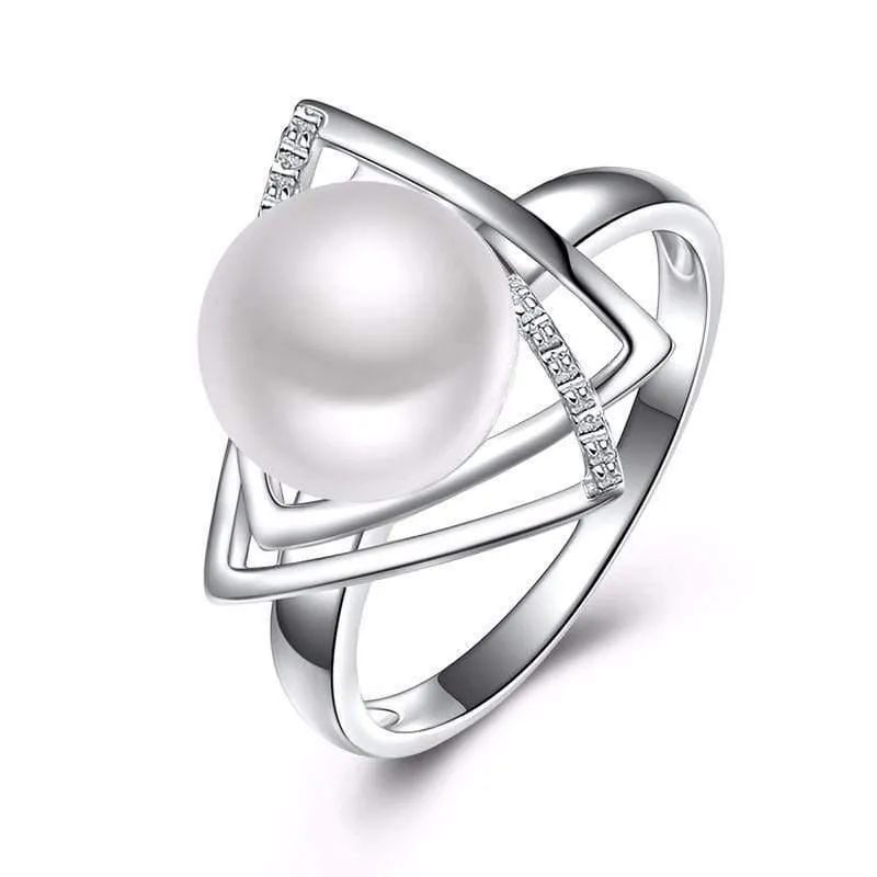 Ring aus 925er Sterlingsilber mit 9–10 mm natürlicher Süßwasserperle, edler Schmuck, Hochzeitsmarke, Verlobungsring für Liebhaberinnen