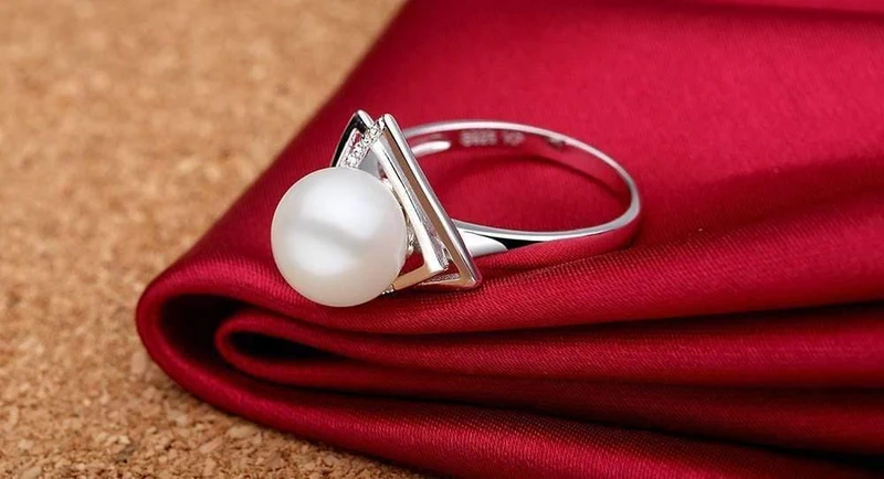 Ring aus 925er Sterlingsilber mit 9–10 mm natürlicher Süßwasserperle, edler Schmuck, Hochzeitsmarke, Verlobungsring für Liebhaberinnen