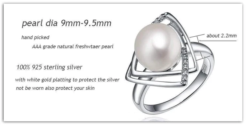 Ring aus 925er Sterlingsilber mit 9–10 mm natürlicher Süßwasserperle, edler Schmuck, Hochzeitsmarke, Verlobungsring für Liebhaberinnen