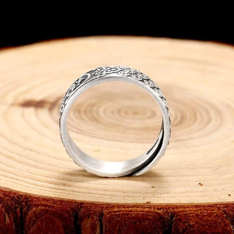 999 Sterling Silber Segen Glück Ringe einstellbar für Männer Frauen Unisex Hochzeit Valentinstag Schmuck