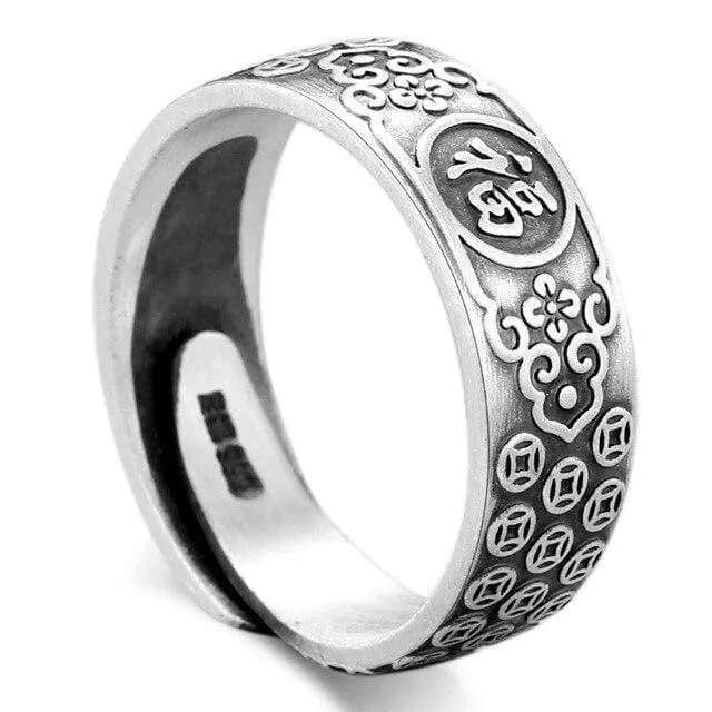 999 Sterling Silber Segen Glück Ringe einstellbar für Männer Frauen Unisex Hochzeit Valentinstag Schmuck