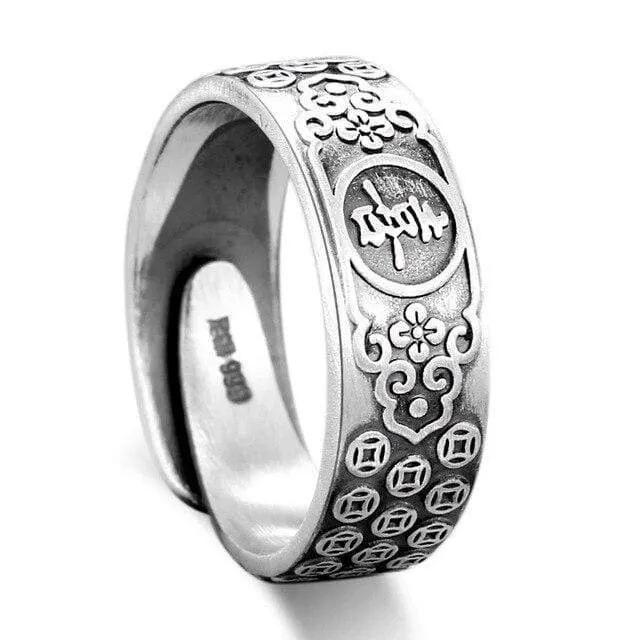 999 Sterling Silber Segen Glück Ringe einstellbar für Männer Frauen Unisex Hochzeit Valentinstag Schmuck
