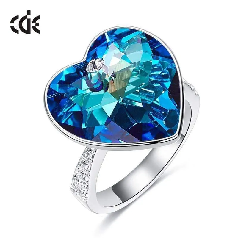 Ring Frau verziert mit Kristallen Trauringe Verlobungsgeschenk Herz Schmuck Ringen für Frauen Fingerring
