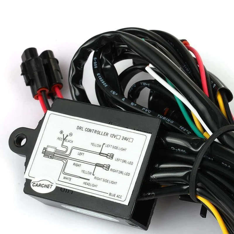 DRL-Tagfahrlicht-Kabelbaum, LED-Lichtrelaissteuerung, Ein-/Aus-Dimmerlampensatz für Auto-DRL-Lichtrelais, DC 12 V, 2.5 A, 30 W