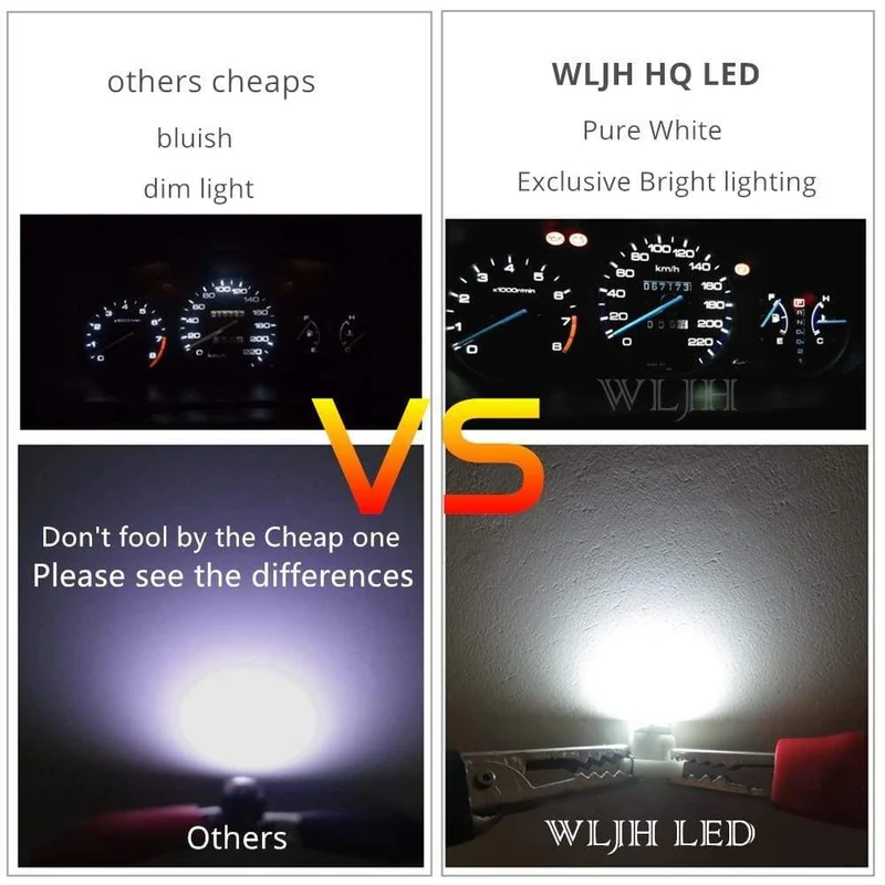 WLJH 10x T3 T4.2 T4.7 Led Neo Wedge 3030 SMD Heizung A/C Klimaregelung Hintergrundbeleuchtung Messgerät Instrument Armaturenbrett Licht Lampe für Auto