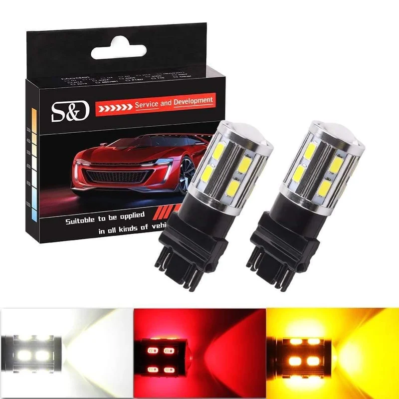 2 Stücke T25 LED 3157 3156 3057 3056 p27/7w Led-lampen 12 SMD Led-lampe Auto Hinten Brems lichter Parkplatz 12V Bernstein Weiß Rot D020