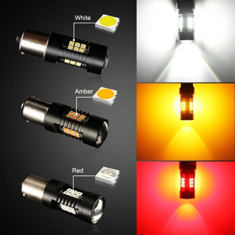 2 Stück 1156 BA15S P21W LED BAU15S PY21W BAY15D LED-Birne 1157 P21/5W R5W 21 Stück 3030SMD Auto-Glühbirnen Auto-LED-Licht 12 V – 24 V