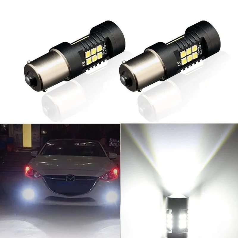 2 Stück 1156 BA15S P21W LED BAU15S PY21W BAY15D LED-Birne 1157 P21/5W R5W 21 Stück 3030SMD Auto-Glühbirnen Auto-LED-Licht 12 V – 24 V