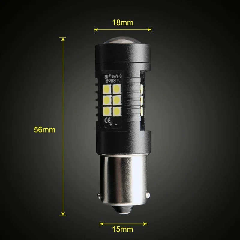 2 Stück 1156 BA15S P21W LED BAU15S PY21W BAY15D LED-Birne 1157 P21/5W R5W 21 Stück 3030SMD Auto-Glühbirnen Auto-LED-Licht 12 V – 24 V