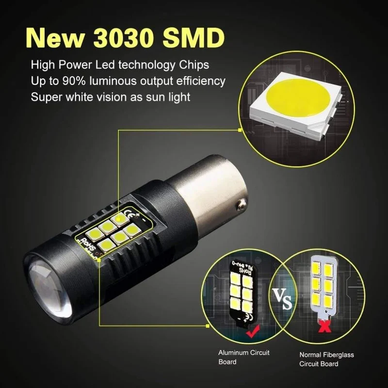 2 Stück 1156 BA15S P21W LED BAU15S PY21W BAY15D LED-Birne 1157 P21/5W R5W 21 Stück 3030SMD Auto-Glühbirnen Auto-LED-Licht 12 V – 24 V