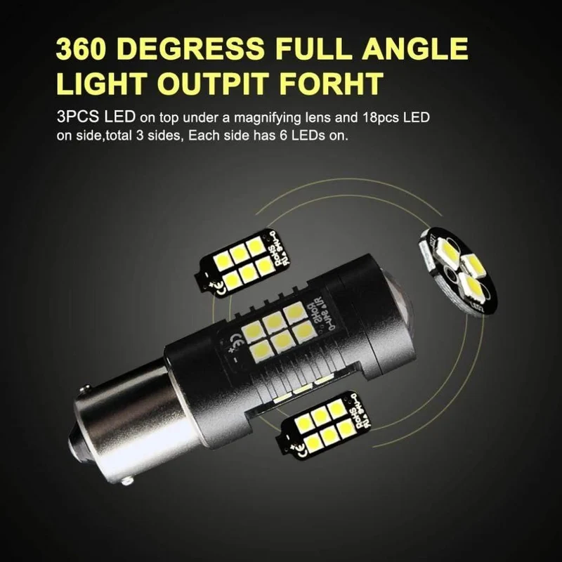 2 Stück 1156 BA15S P21W LED BAU15S PY21W BAY15D LED-Birne 1157 P21/5W R5W 21 Stück 3030SMD Auto-Glühbirnen Auto-LED-Licht 12 V – 24 V