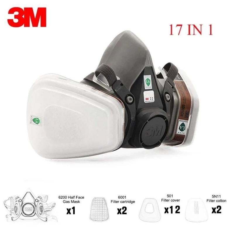 3M Mask 6200 19 In 1 PM2.5 Industriegasmaske Half Face Painting Sprühen Atemschutzgerät Sicherheitsarbeitsfilter Staubmaske Staubschutz
