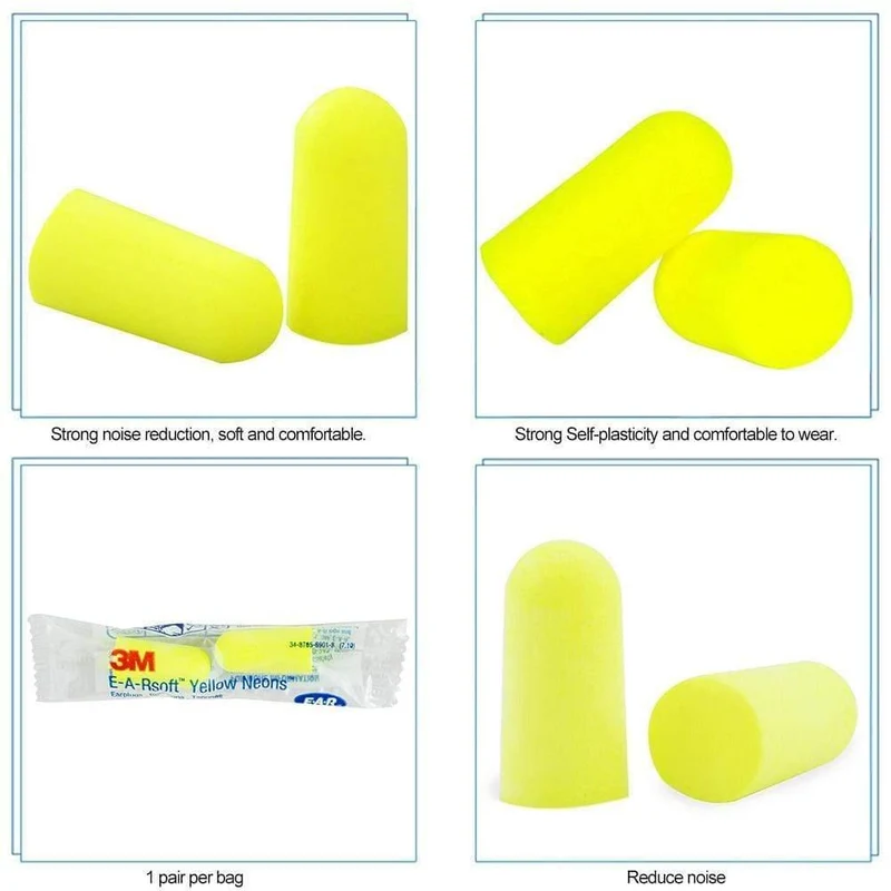 3M 312-1250 Schaumstoff-Ohrstöpsel Nicht aufgezeichnete Ohrstöpsel 33 dB Geräuschreduzierung 10 Paar Einzelverpackung (10 Paar für 312-125)