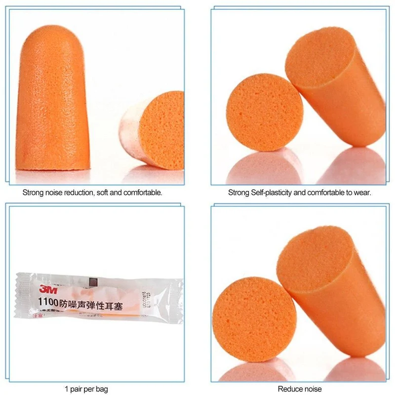 3M 1100 Foam Ear Plug Uncorded Earplugs 29 dB Rauschunterdrückung 200 Paar Einzelverpackung (200 Paare für 1100)
