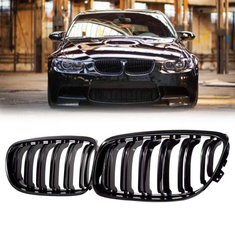 Paar matt/glänzend schwarze Auto-Frontgrills für BMW E90 LCI 3er-Limousine/Wagon 09–11. Renngrills