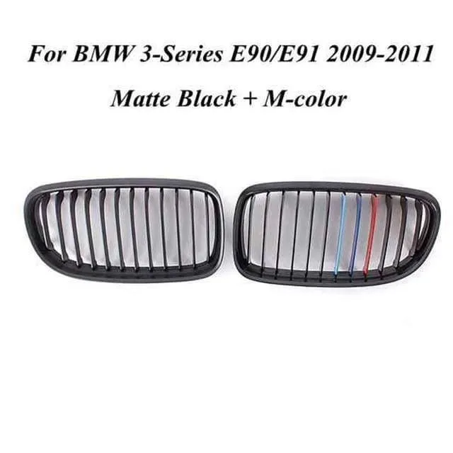 Paar matt/glänzend schwarze Auto-Frontgrills für BMW E90 LCI 3er-Limousine/Wagon 09–11. Renngrills