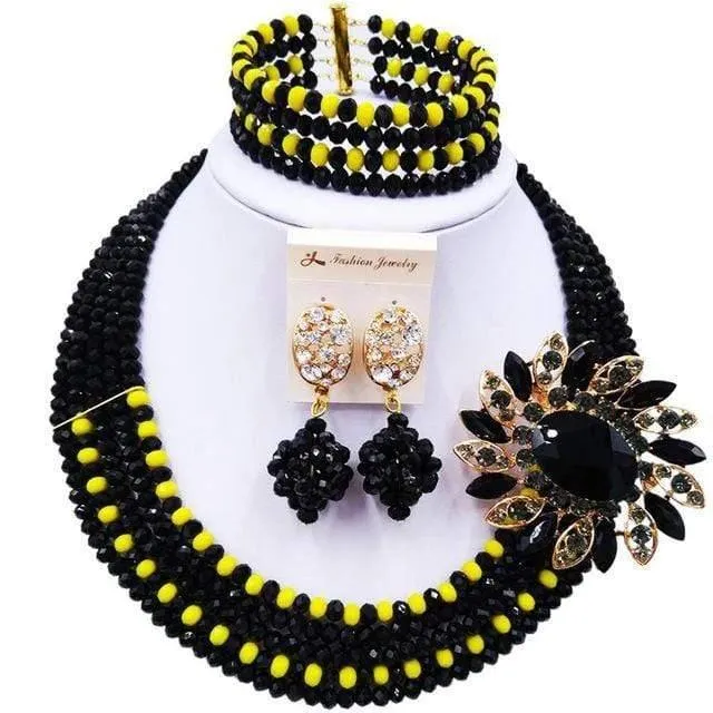 Wein Gold AB Kristall nigerianischen Halskette afrikanischen Perlen Hochzeit Schmuck Sets für Frauen C5RST003