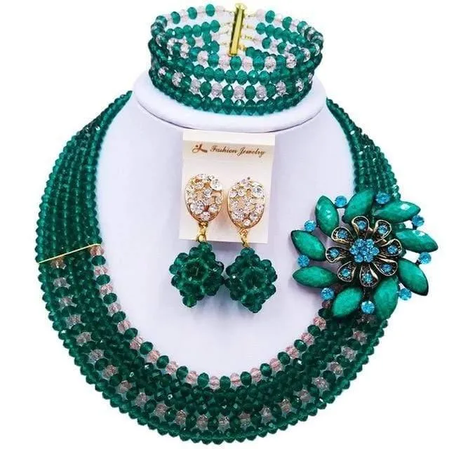 Wein Gold AB Kristall nigerianischen Halskette afrikanischen Perlen Hochzeit Schmuck Sets für Frauen C5RST003
