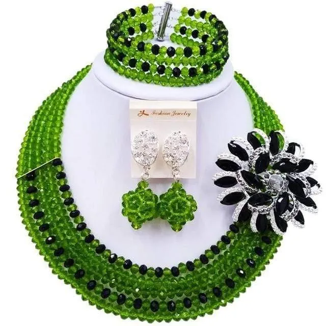 Wein Gold AB Kristall nigerianischen Halskette afrikanischen Perlen Hochzeit Schmuck Sets für Frauen C5RST003