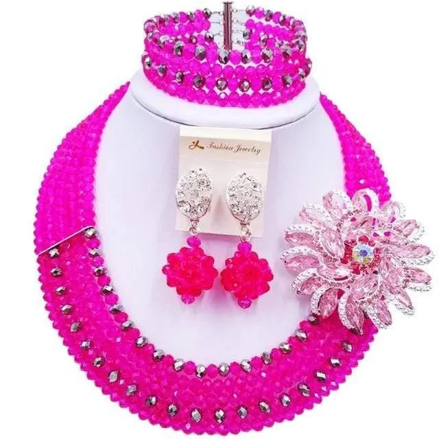 Wein Gold AB Kristall nigerianischen Halskette afrikanischen Perlen Hochzeit Schmuck Sets für Frauen C5RST003