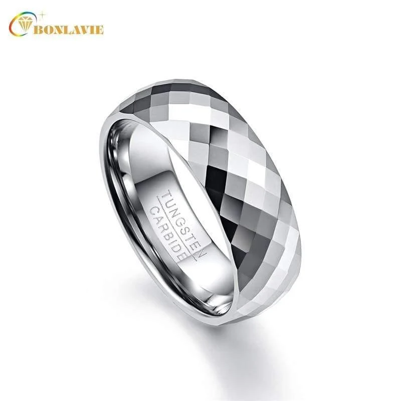 Wolframkarbid facettenreiche Herrenschmuck Promise Band Anillos para hombres 8mm Pierscienie