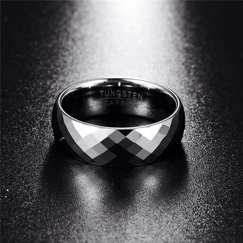 Wolframkarbid facettenreiche Herrenschmuck Promise Band Anillos para hombres 8mm Pierscienie