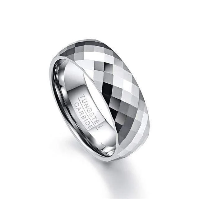 Wolframkarbid facettenreiche Herrenschmuck Promise Band Anillos para hombres 8mm Pierscienie