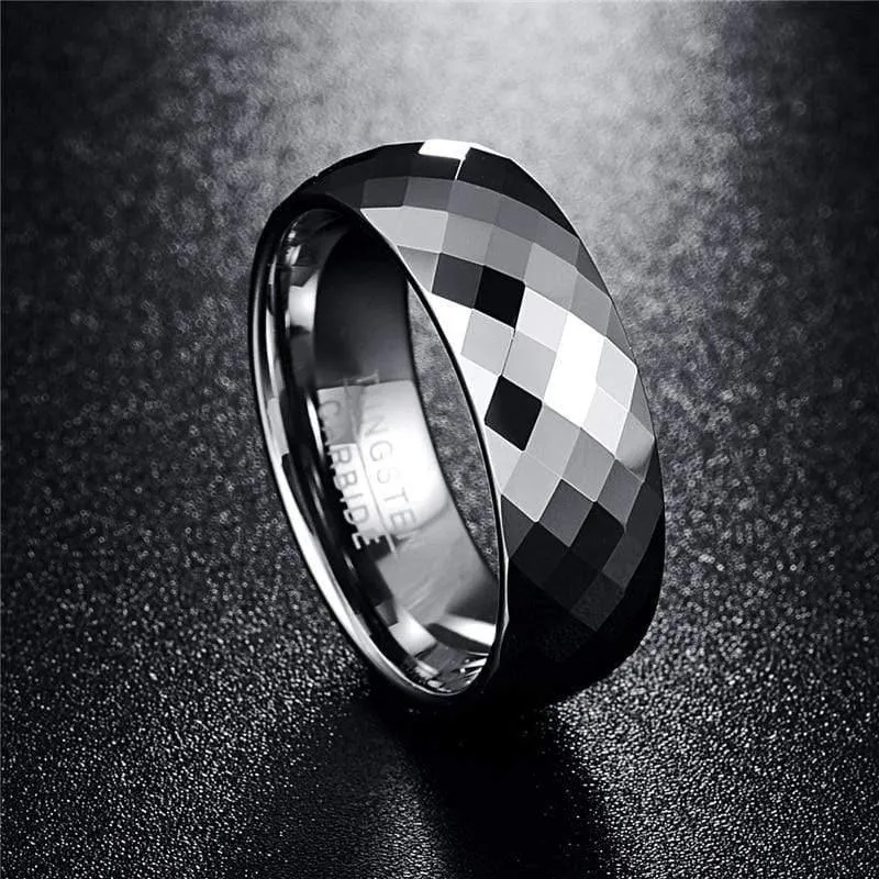 Wolframkarbid facettenreiche Herrenschmuck Promise Band Anillos para hombres 8mm Pierscienie
