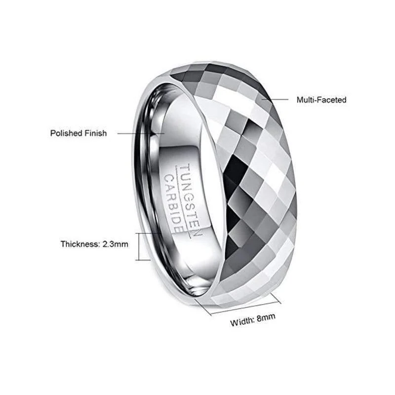 Wolframkarbid facettenreiche Herrenschmuck Promise Band Anillos para hombres 8mm Pierscienie