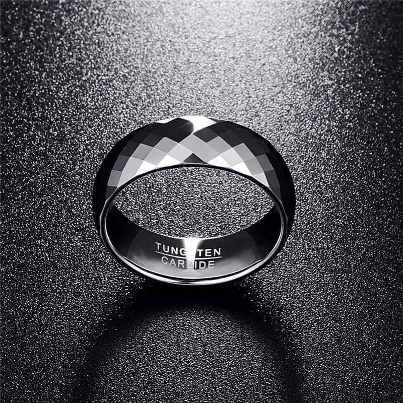 Wolframkarbid facettenreiche Herrenschmuck Promise Band Anillos para hombres 8mm Pierscienie