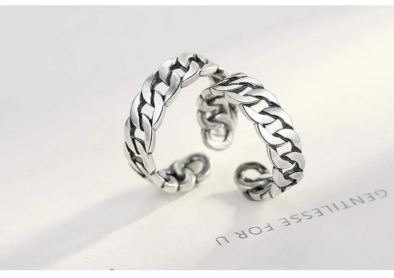 Schmuck Polieren S 925 Sterling Silber Edle Ringe für Frauen & Männer Einstellbare Manschette Thailand Strickring