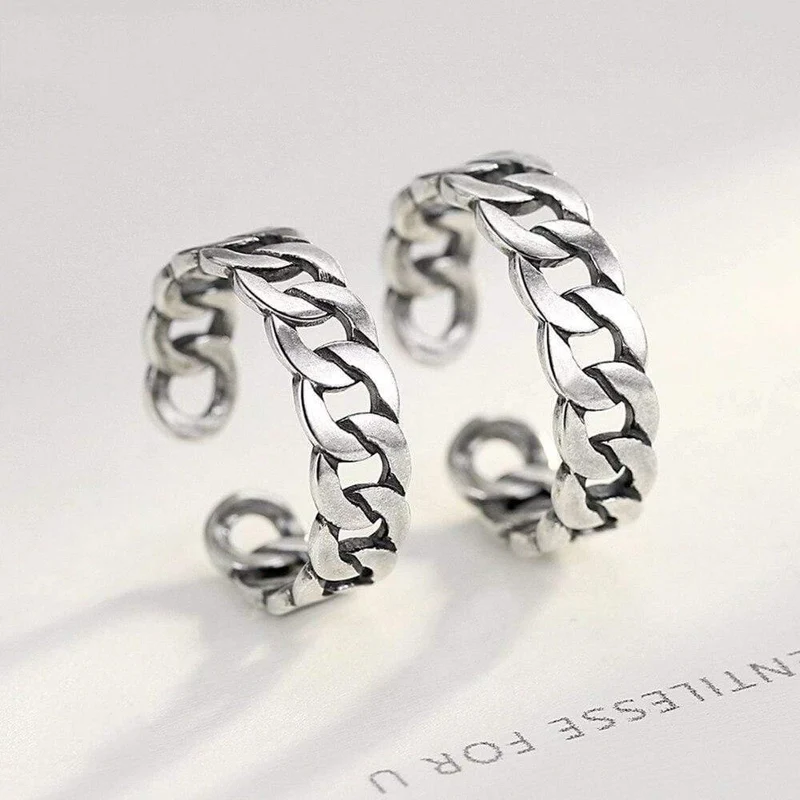 Schmuck Polieren S 925 Sterling Silber Edle Ringe für Frauen & Männer Einstellbare Manschette Thailand Strickring