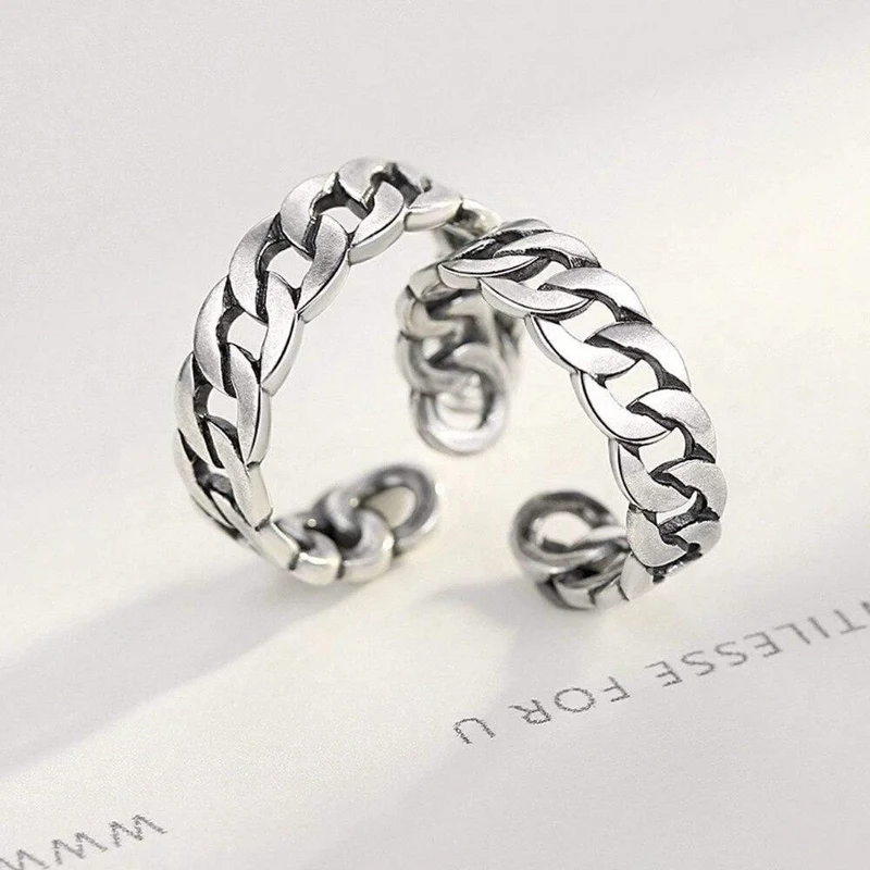 Schmuck Polieren S 925 Sterling Silber Edle Ringe für Frauen & Männer Einstellbare Manschette Thailand Strickring