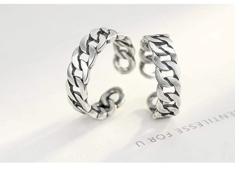 Schmuck Polieren S 925 Sterling Silber Edle Ringe für Frauen & Männer Einstellbare Manschette Thailand Strickring