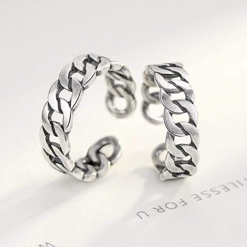 Schmuck Polieren S 925 Sterling Silber Edle Ringe für Frauen & Männer Einstellbare Manschette Thailand Strickring