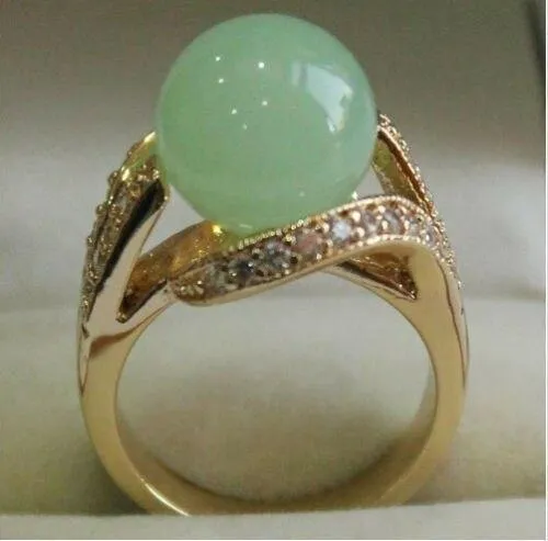 12MM Green Jade Damenring AAA Größe 6-10