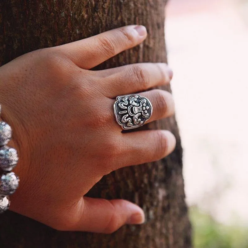 925 Sterling Silber Schatz Regenschirm Ring Für Männer Frauen Retro Hip Hop Vintage Party Vatertag Männlichen Thai Silber Schmuck